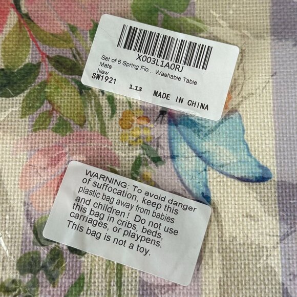 Set Of 6 Spring Placemats With Floral & Fun Designs Country Cottage bike farm tr - Picture 10 of 12